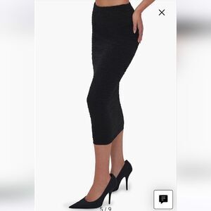 Good American Scrunchie Midi Skirt Textured Black Size Small